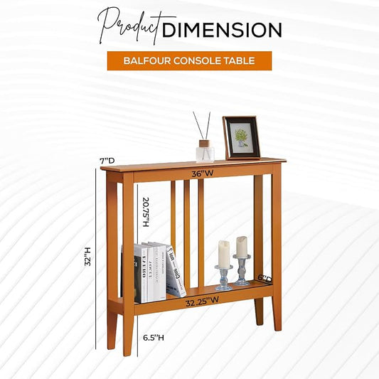 Kings Brand Narrow Console Table w/Storage Shelf, Entryway, Honey Ginger | Narrow Console Table with Storage Shelf – Slim Design Fits Entryways, Hallways, Behind Sofas, Shelf Décor, Books, Essentials