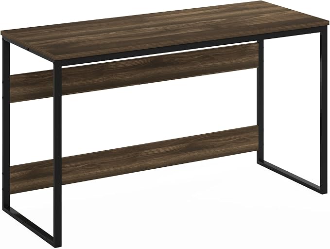 Furinno Moretti Desk, 52 Wide Metal Frame Gaming Desk, Rectangular Computer Desk, Writing Desk, Office Desk for Home Office, Study Room, Dorm, Bedroom, Brown Walnut