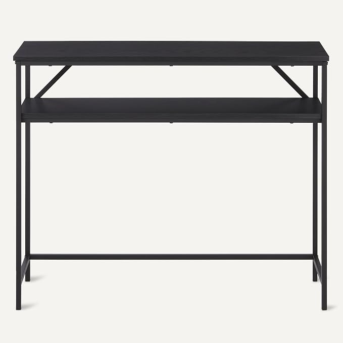 Amazon Basics Rectangular Console Table with Storage Shelf, Steel Frame, 39x31x11.8 in, Black