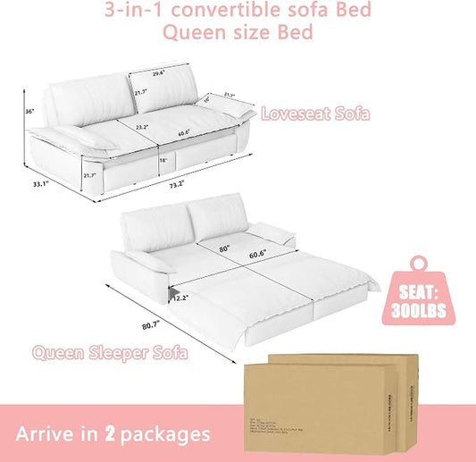 70.1" Sofa Bed Queen Size, Pull Out Couch Bed, 3-in-1 Convertible Sleeper Sofa with Cushion Armrest, Modern Velvet Futon Couch for Living Room, Small Space, Apartment, Bedroom, Pink