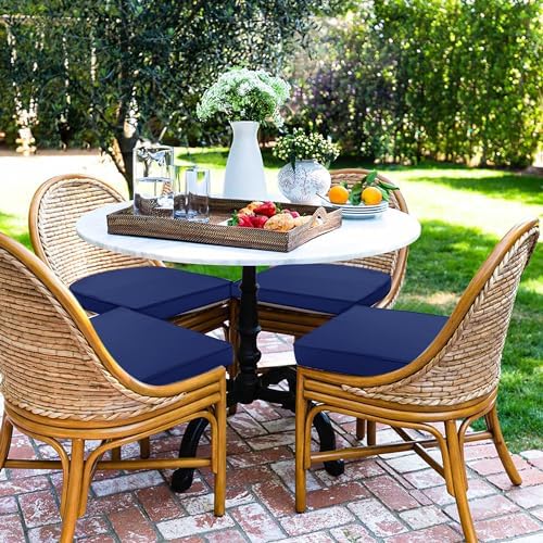 Outdoor Chair Cushions Set of 4, 17 x 16 Inch Waterproof Seat Pads