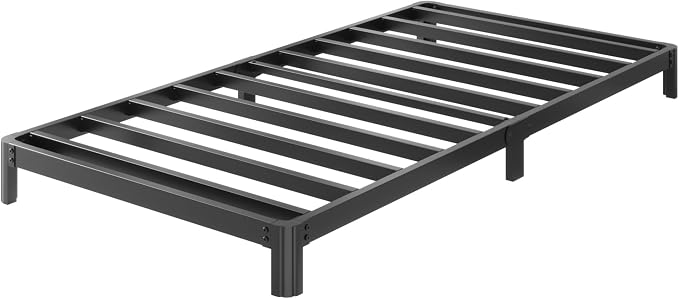 Yicensen 6 Inch Low Twin Bed Frames No Box Spring Needed, Heavy Duty Metal Twin Size Platform Bed Frame with Rounded Corner Legs, Easy Assembly, Noise Free, Black