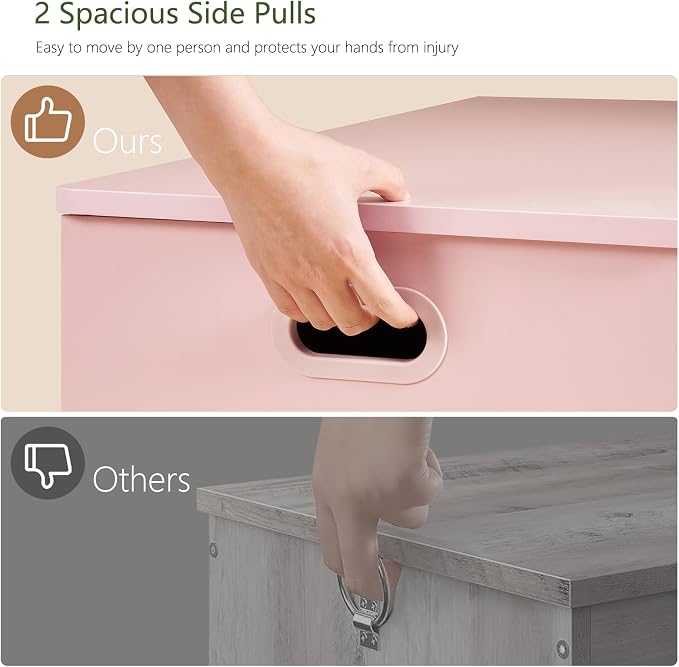 usikey 39.4” Storage Chest, Toy Box with 2 Safety Hinges, Toy Chest, Storage Bench for Bedroom, Supports 220 lb, for Living Room, Entryway, Pink