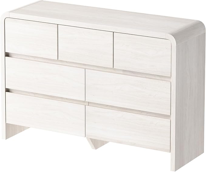 AMERLIFE Drawer Tall Dresser for Bedroom, Modern Storage Cabinet with Anti-Tip Kit, Rounded Corners & Easy Assembly, White Wood Chest for Closet (White, 15.8" D x 48.8" W x 33.3" H (7 Drawers))