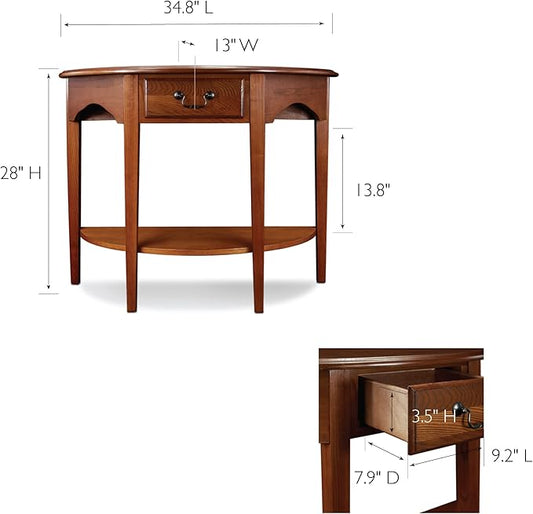 Leick Home Salem Console Table, Solid Wood, with Drawer and Shelf, for Entryways, Hallways, and Living Rooms, Medium Oak, 9036-MED
