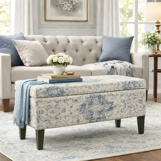 HomePop 36" Decorative Storage Bench - Antiqued Blue