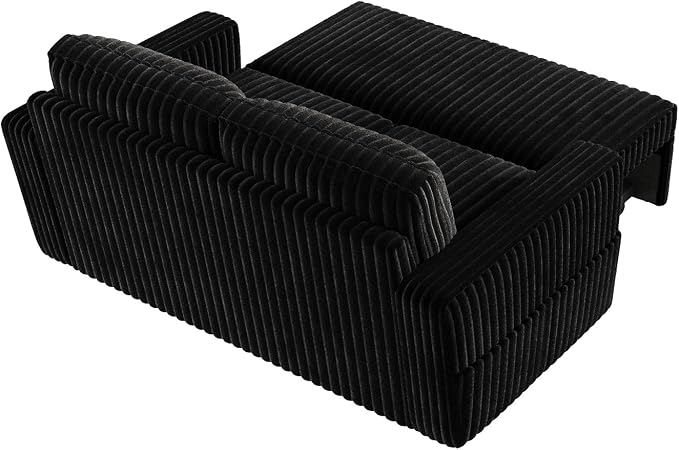 HONBAY Modular Pull Out Sofa Bed,Corduroy Loveseat, Couches for Living Room,Black