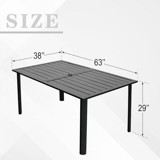 Patio Table and Chairs Set for 6,Combination of 63"x 38"x 28" Outdoor Dining Table and Swivel Chairs,All-Weather Patio Furniture Sets for Backyard Garden Lawn Poolside