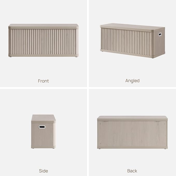 SICOTAS Storage Bench 40.2" Wide Shoe Bench with Lift Top Large Wooden Storage Chest Trunk Modern Blanket Chest with 2 Safety Hinges & Seating for Bedroom Entryway Living Room Hallway