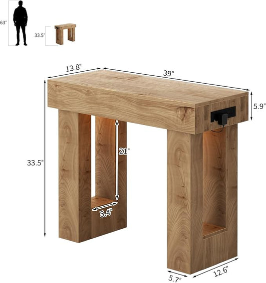 Unikito 39" Entryway Table with Socket and Sensor Light, Narrow Console Table with Storage Behind Couch, Farmhouse Entryway Table for Hallway, Behind The Couch, Living Room, Foyer