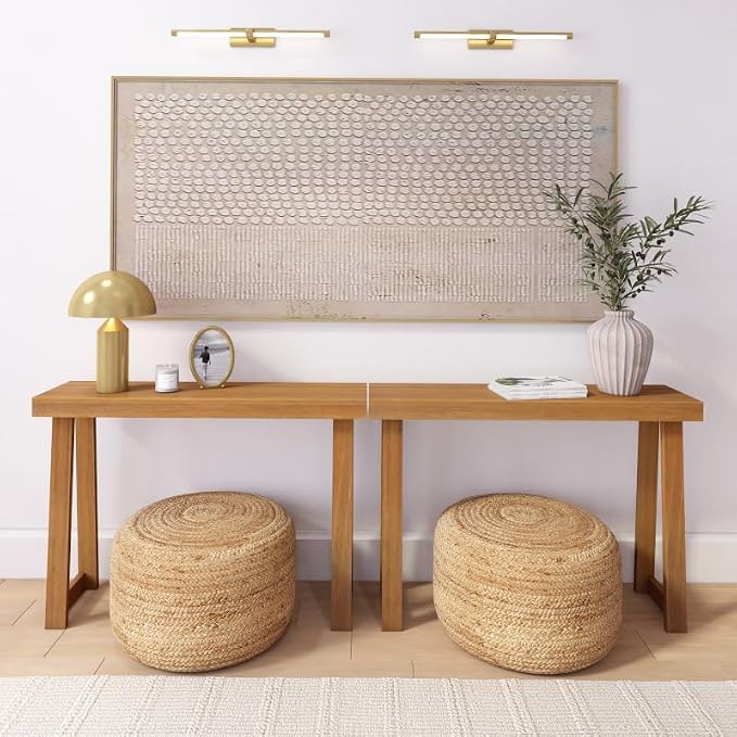 Plank+Beam Solid Wood Console Table, 46 Inch, Sofa Table, Narrow Entryway Table for Hallway, Behind The Couch, Living Room, Foyer, Easy Assembly, Pecan