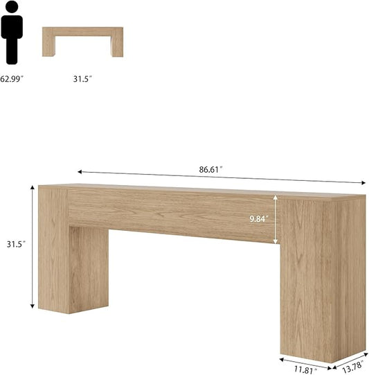 Epecoya 86-Inch Console Table for Living Room, Farmhouse Extra Long Entryway Table, Wood Sofa Table Behind Couch for Hallway, Entry Way, Entrance, Light Oak Brown
