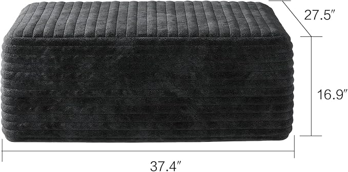 107" U Shaped Cloud Corduroy Couch with Ottoman, Comfy Sectional Boneless Couches for Living Room Bedroom, Deep Seat Sleeper Compression Sofa, No Assembly, Left Facing Chaise, Black