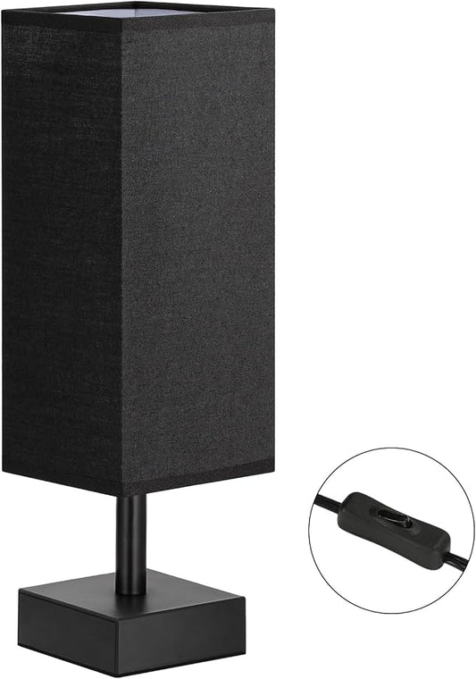 aooshine Black Small Table Lamp - Bedside Lamp for Bedroom, Minimalist Nightstand Light with Black Base
