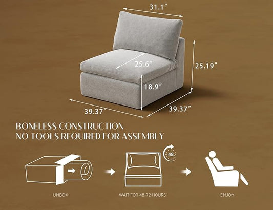ohllob Middle Back for Cloud Sectional Couches Living Room, Modular, Boneless