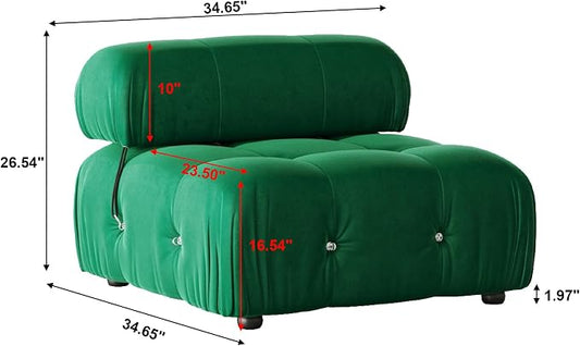 Modular Sectional Sofa, Velvet Couch, Middle seat, Green