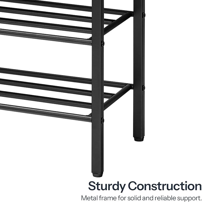 HOOBRO Shoe Bench, Storage Bench with Cushion, Entryway Bench Shoe Shelf with Seat, 12 x 29.5 x 18.1 Inches, Shoe Rack for Living Room, Bedroom, Hallway, Dark Gray BGZ95HX01