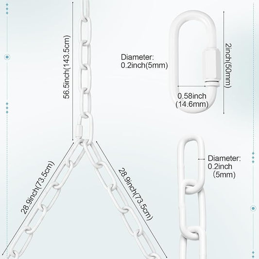 Heavy Duty Porch Swing Hanging Chain Kit (2 Pack) 1500 Lbs Capacity, Up to 7.1ft Length- Rustproof Zinc-Plated, 4 Quick Links & 2 Y-Chain Assemblies, Indoor/Outdoor Hanging Hardware (White)