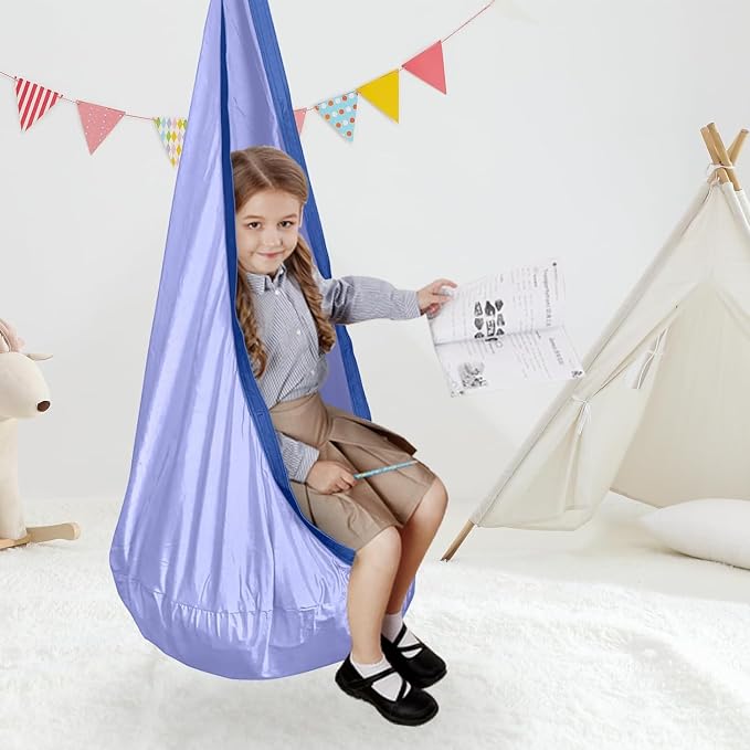 Kids Swing Seat Hammock Chair Indoor Outdoor Hanging Chair for Children,Soft & Safe with High Weight Capacity, Easy Install Perfect for Bedroom, Garden, Playroom (Violet)