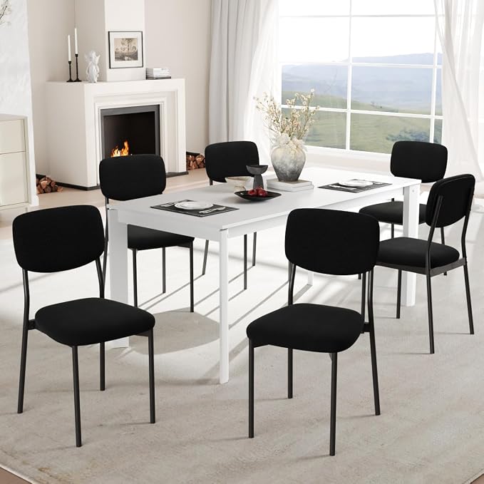 Einhomn Upholstered Dining Chairs Set, Modern Stackable Dining Room Chairs with Soft Velvet Backrest, Kitchen Chairs with Sturdy Metal Legs for Living Room, Restaurant, Set of 2,Black