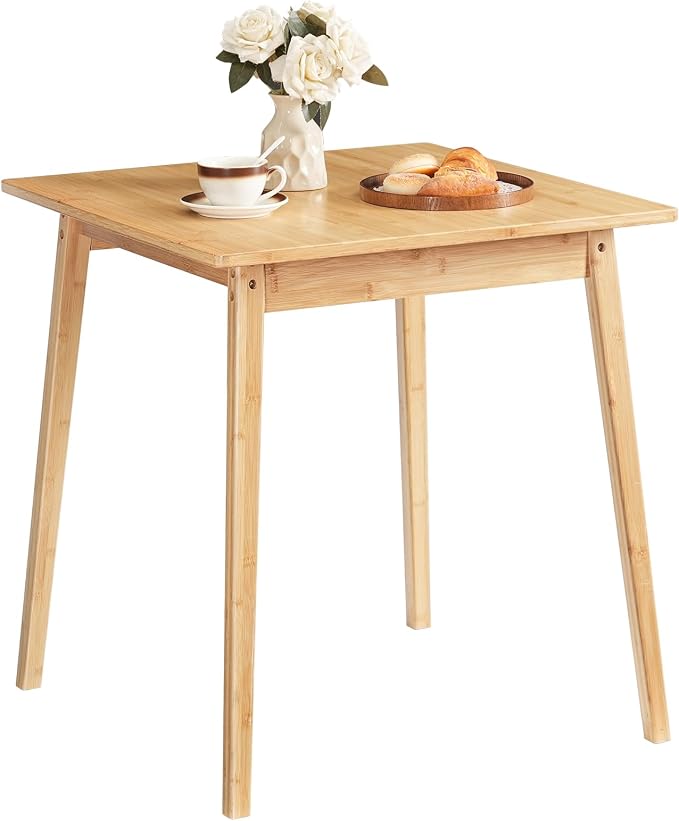 HOOBRO Bamboo Dining Table, Square Dining Table for 2, 27.6" Kitchen Table for Small Space, Writing Table, Easy to Assemble, for Dining Room, Living Room, Office, Kitchen, Natural YL70CZ01G1