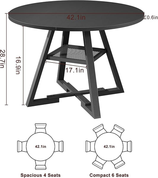 Jocoevol Round Dining Table for 4,Kitchen Dining Room Circle Dinner Pedestal Table,Space Saving Wood Kitchen & Dining Room Furniture (Black, 42In)