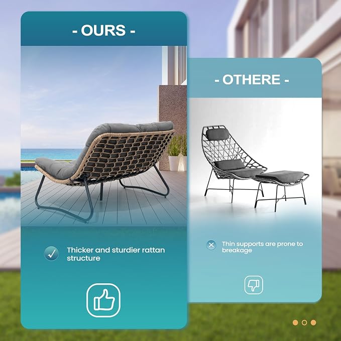 Crestlive Products Outdoor Loveseat, 2 Seater Outdoor Couch with Soft Cushion, All-Weather Boho Rattan Patio Furniture for Balcony, Poolside, Backyard, Porch (Dark Gray)