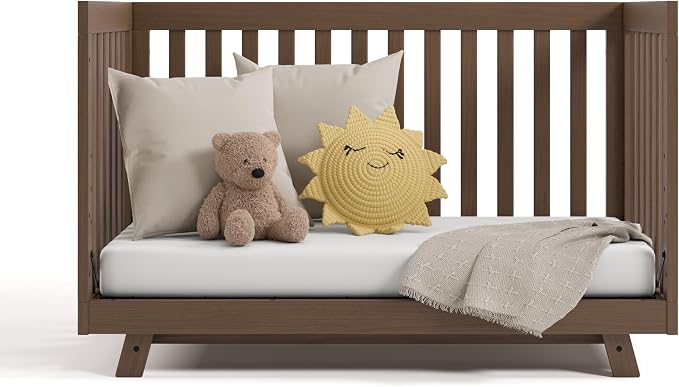 Storkcraft Beckett 3-in-1 Convertible Crib – GREENGUARD Gold Certified, Fits Standard Crib Mattress, Converts to Toddler Bed and Daybed, 4 Mattress Heights, Grow-with-Me Design (Hazelnut)
