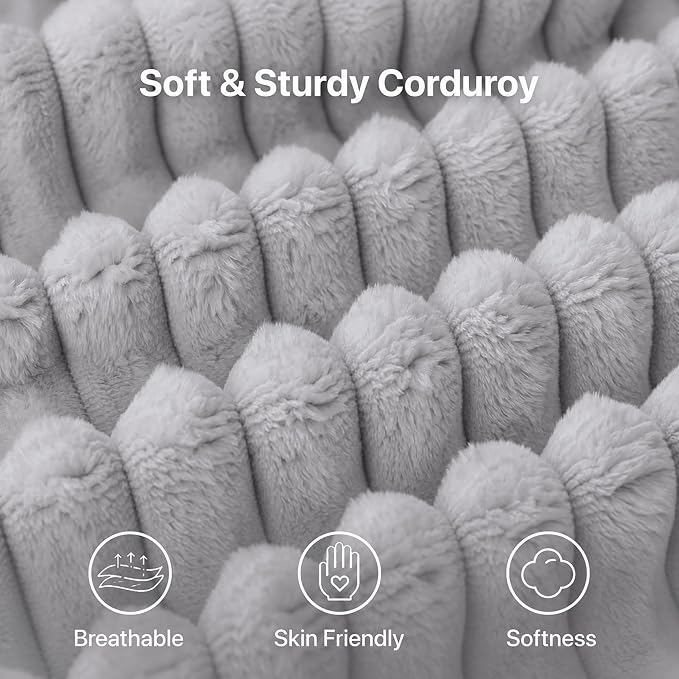 Claiks 120" Boneless Couch, Cloud Couch Sectional, U-Shape Corduroy Modular Sectional Sofa Deep Seat, Upholstered Couches for Living Room, No Assembly Required, Light Grey