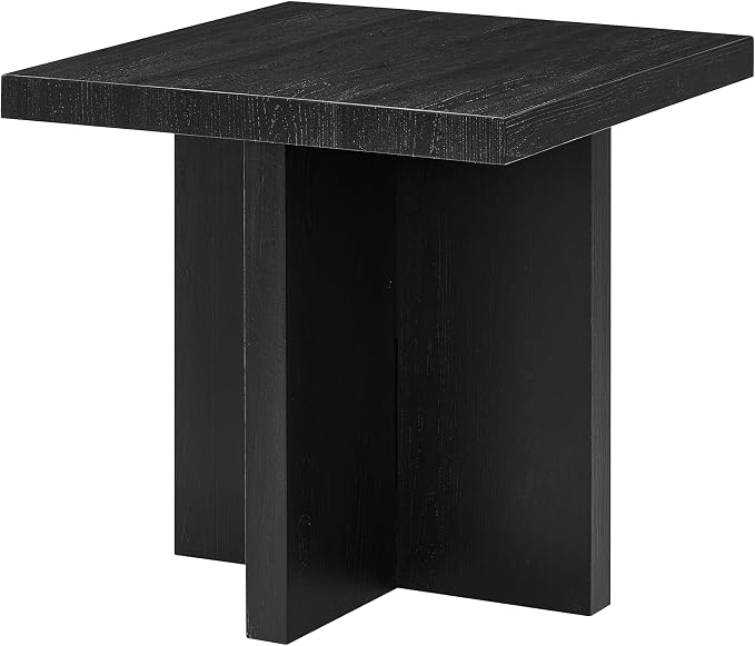 Roundhill Furniture Mchome Square End Table, Nightstand, Black Finish