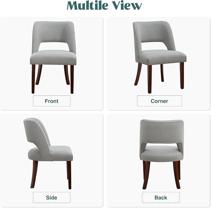 Dining Chair Set of 8,Modern Dining Room Chairs with Thick Cushions,Upholstered Linen Fabric Kitchen Chairs for Kitchen Dining Room LIGHTGREY
