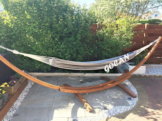 GOCAN Large Outdoor Hammock, Extra Long 2 Person Replacement Cotton Canvas Hammock Compatible with Hammock Stand, 500 Lbs Weight Capacity(Grey)