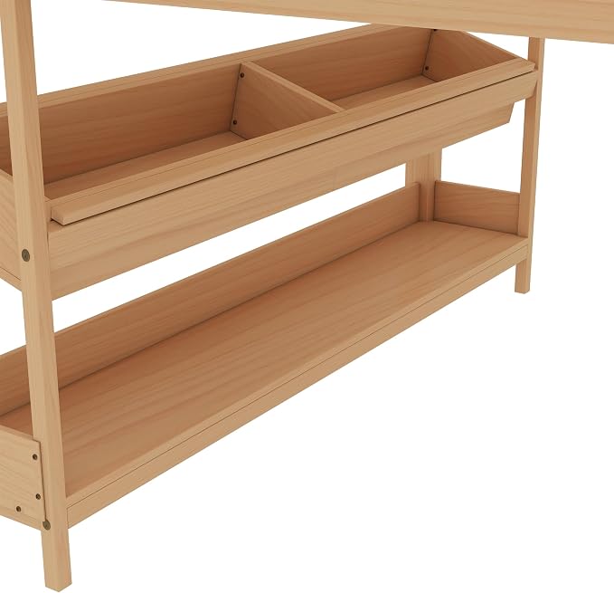 Bellemave Full Size Low loft Bed with Desk and bookcases, Boxes and Drawers for Kids,Wood Modern Farmhouse Kids Loft Beds with Shelf, Natural