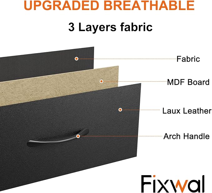 Fixwal Black Tall Skinny Dresser for Bedroom, Narrow Storage Dresser Organizer with 5 Fabric Drawers, Nightstand Furniture in Closet, Entryway, Hallway
