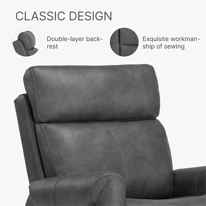 KISLOT Leather Recliner Chair Set of 2, Wall Hugger RV Recliners with USB Charging Ports Electric Power Reclining Sofa for Living Room Home Theater Seating Bedroom