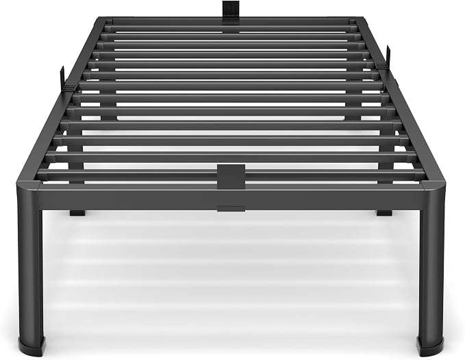 Superay 16 Inch Twin Size Metal Platform Bed Frame with Round Corners, Storage Space Under High Bed Frame-Heavy Duty Steel Slats Support, Noise Free - Easy Assembly - No Box Spring Needed