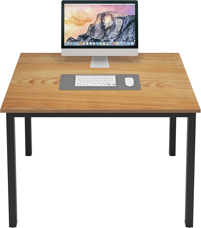 DlandHome 39 inches Small Computer Desk for Home Office Activity Table Writing Table for Small Spaces Study Table Student Laptop Desk Teak and Black DND-AC3BB-100
