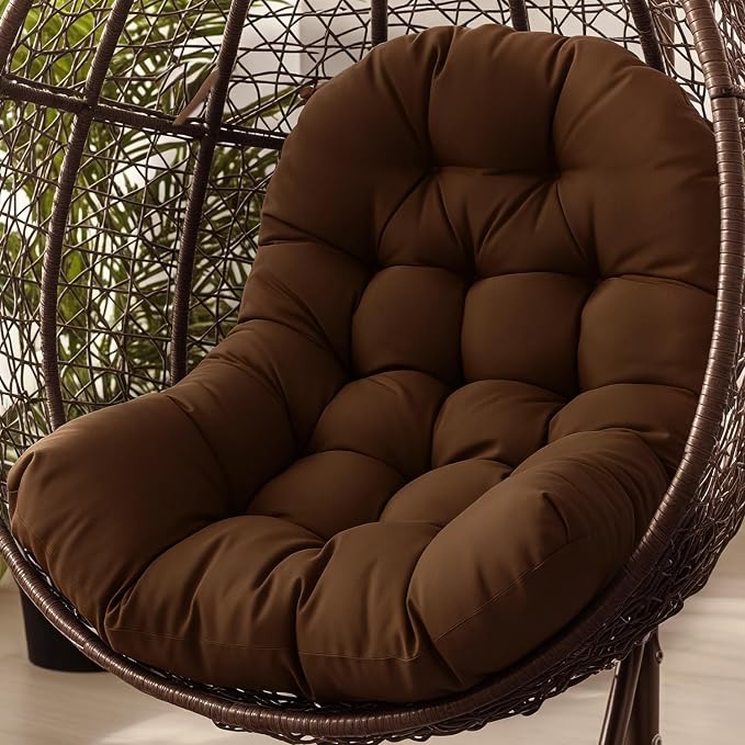 Egg Chair Cushion Replacement Outdoor Hanging Chair Cushion for Patio Furiture Hammock Swing Cushion 47x35x6 Inches (Brown)