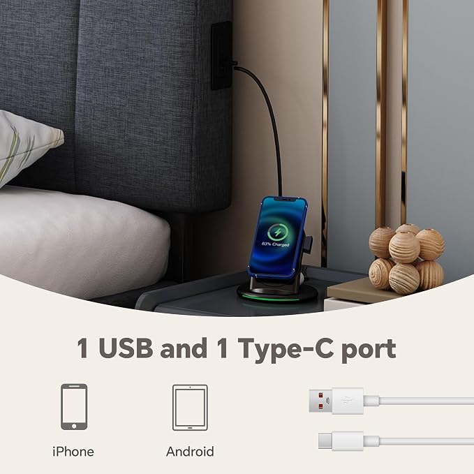 King Size Upholstered Platform Bed with 4 Storage Drawers | 4 Storage Drawers, USB/Type-C Charging,APP-Controlled LED Lights,No Box Spring Needed,Dark Grey Linen Fabric,Easy to Assemble