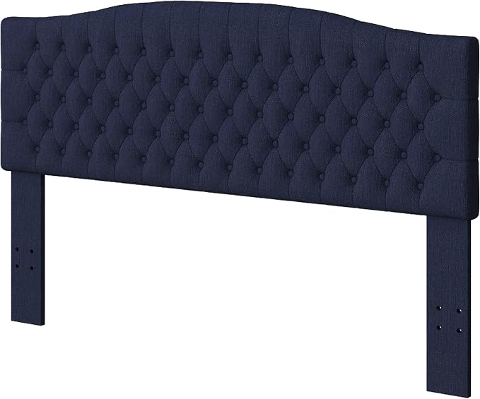 Furpopup Linen Upholstered Headboard King/Cal King Size Latest Model Wall Mount, Bed Frame Mount, Featuring High-Density Sponge Padding, Luxury Texture Easy Assembly Comfort and Style-Navy Blue