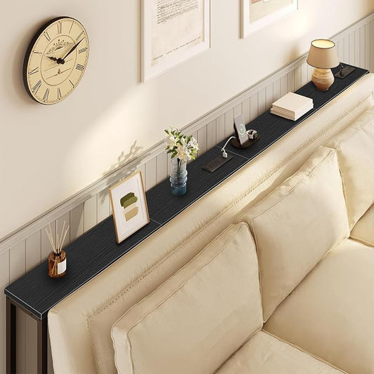 HOOBRO 47.2" Narrow Console Table with Power Outlet, 5.9" Behind Couch Table with Charging Station, Long Sofa Side Table, Skinny Entryway Table for Living Room, Hallway, Foyer, Black BB15XG01G1