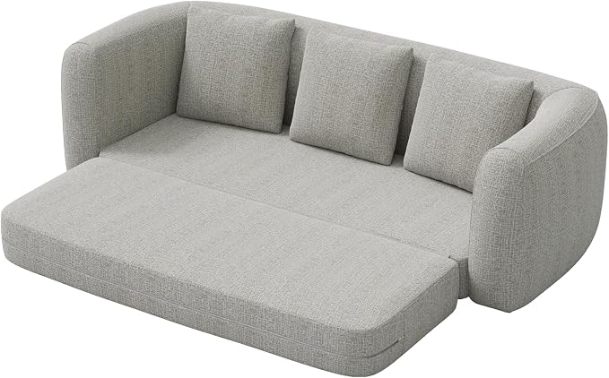 Curved Convertible Futon Sofa Bed,Modern Boneless Sleeper Couch,Curved Modern 3 Seater Cloud Couch