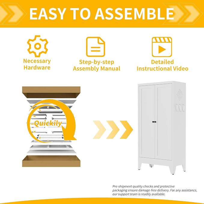 Metal Pantry Cabinet, Kitchen Pantry Storage Cabinets with 2 Doors and 3 Adjustable Shelves, White Kitchen Pantry Cabinet for Dining Room, Living Room, Assemble Required (White)