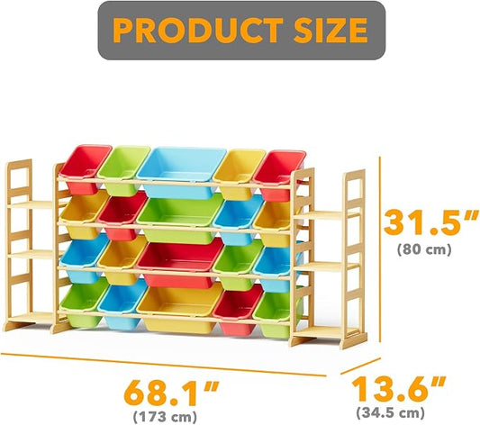 SpaceAid Toy Storage Organizer with 6 Shelves and 20 Bins, Toy Organizers Storage Bookshelf, Kids Bin Shelf Toys Box Bookcase for Bedroom Playroom Organization Room Decor, Multi-Colored