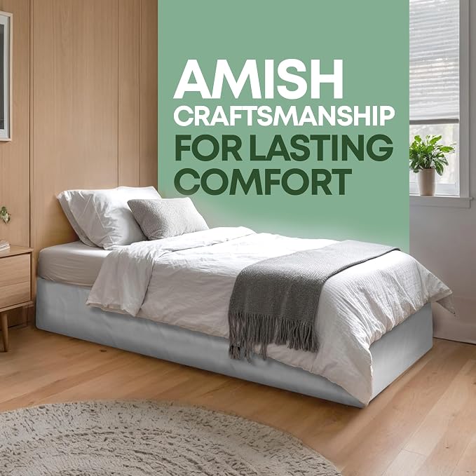 Greaton, 10” Twin XL Box Spring for Twin XL Size Bed – Amish-Made in the USA – Solid Wood Mattress Foundation with Stable & Quiet Support – Flat-Packed & Easy Assembly – White