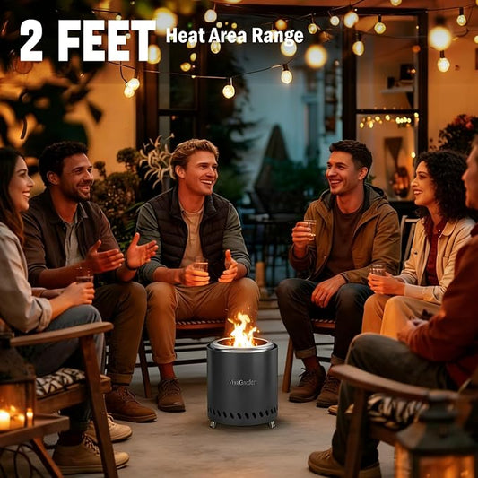 9.5 X 8.6 Inch Tabletop Fire Pit, VivaGarden Portable Firepit, Smokeless Table Top Firepit, Safe Burning Camping Stove, Fueled by Pellets or Wood, Forks, Mat & Travel Bag Included, Black