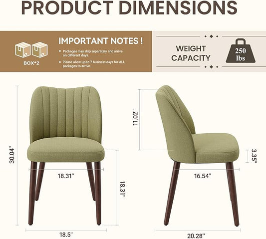 Upholstered Dining Chairs Set of 4, Modern Fabric Dining Chairs with Curved Backrest & Solid Rubber Wood Legs, Padded Kitchen Dining Room Chairs for Restaurant Cafe, Green
