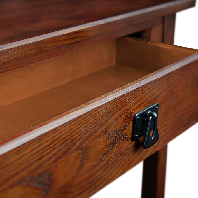 Leick Home Mission Console Table, Solid Wood, 1 Storage Drawer, Bottom Display Shelf, Narrow Depth, Easy-Assembly, For Living Room/Hallway, Russet, 30 in L x 10 in W x 28 in H, 9057-RS
