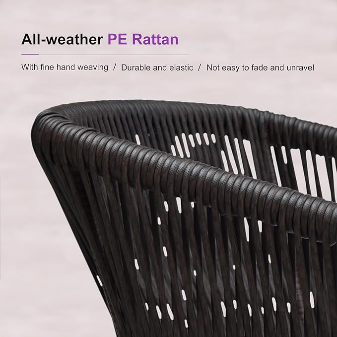 PURPLE LEAF 7 Pieces Outdoor Dining Set Patio Table and Chairs Set Aluminum Wicker Rattan Patio Furniture Set for Lawn Garden Porch Teak with Counter Stools