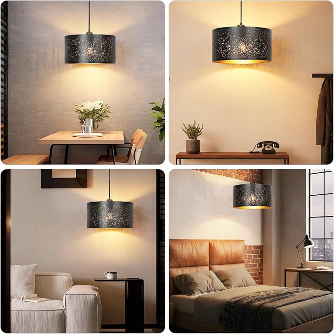 Qingmiao Plug in Pendant Light, Hanging Lamp Plug in with LED Bulb, 3-Way Dimmable Hanging Light Fixture for Living Room Bedroom Kitchen Ceiling Farmhouse Home Decor